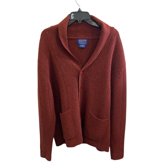 Pendleton Wool Shawl Collar Cardigan Sweater Russet Brown Size M - Picture 1 of 4